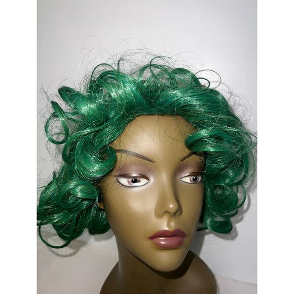 Oompa Loompa Green Curly Wig Unisex Chocolate Factory Worker Costume Halloween - Picture 11 of 13